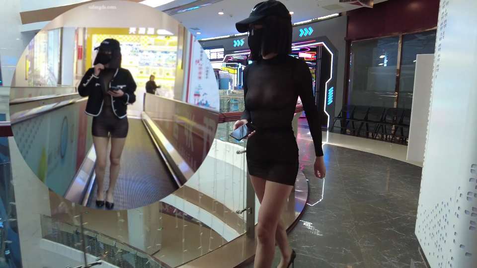 cikaimoon露出.商城露出，透视黑丝装1